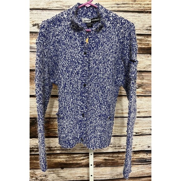 Jamie Sadock Womens Sweater Size Medium New Purple White Toggle Button - Picture 1 of 14